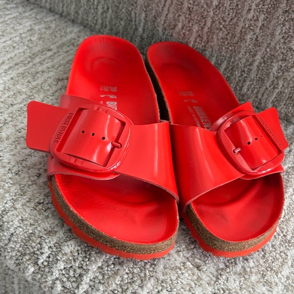 Birkenstock Madrid Big Buckle sandals High Shine Tomato Women’s size 8. EU39. - Picture 2 of 14
